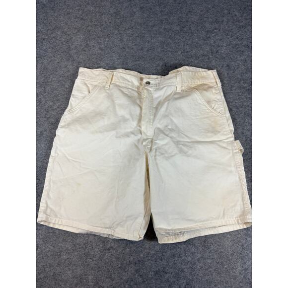 VINTAGE Indurall Paints Shorts Mens Size 38 Cream Workwear Carpenter Utility - Picture 1 of 5